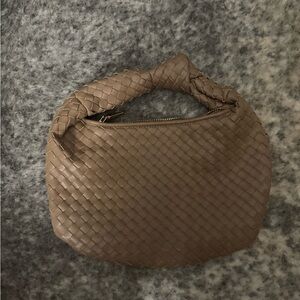 Anthropologie Taupe Woven Hobo Bag